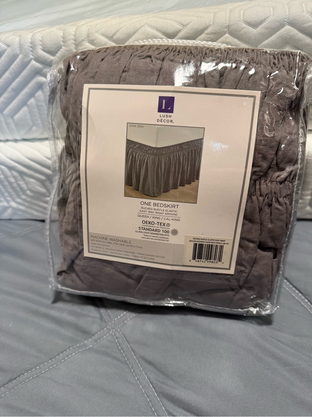 Lush Décor Dark Gray Queen/King Bedskirt